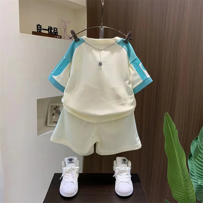 Boys Summer Clothing Children's Fashion Short sleeved Set New Korean Edition Fashionable Boys Summer Thin Casual Two Piece Set