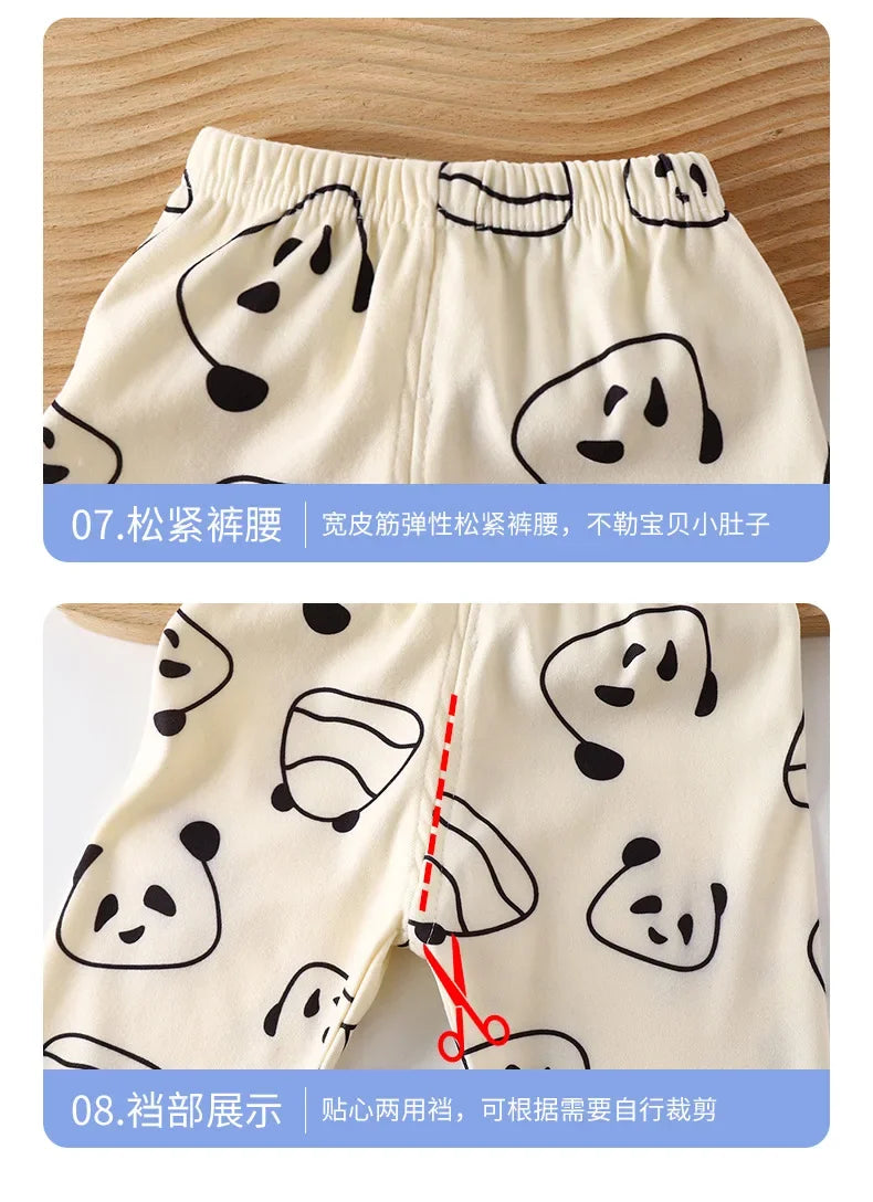 New Kids Boys Girls Pajamas Cute Cartoon Panda Long Sleeve T-Shirt Tops + Pants Baby Spring Autumn Sleepwear Clothing Sets