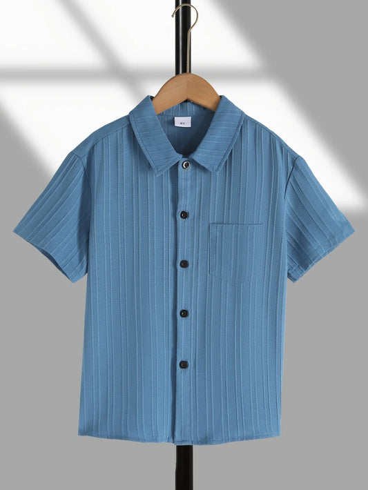 Boys' Shirts, Short-Sleeved Summer Thin Fashionable Medium and Large Children's Tops, Children's Summer Clothes