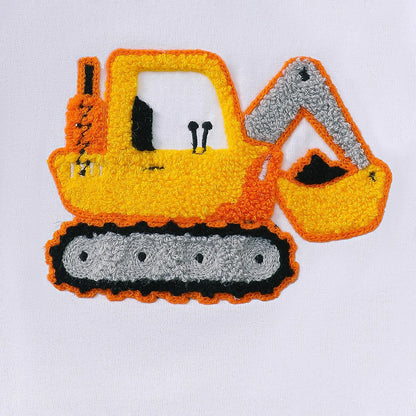 Baby Boys Summer Short Sleeve Outfit with Small Excavator Pattern Infant Toddler Clothing Set