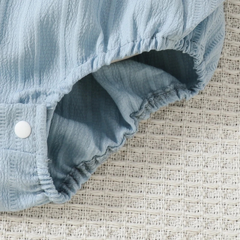 Baby Girls Boys Summer Romper Infant Sleeveless Letter Embroidery Button Casual Overalls