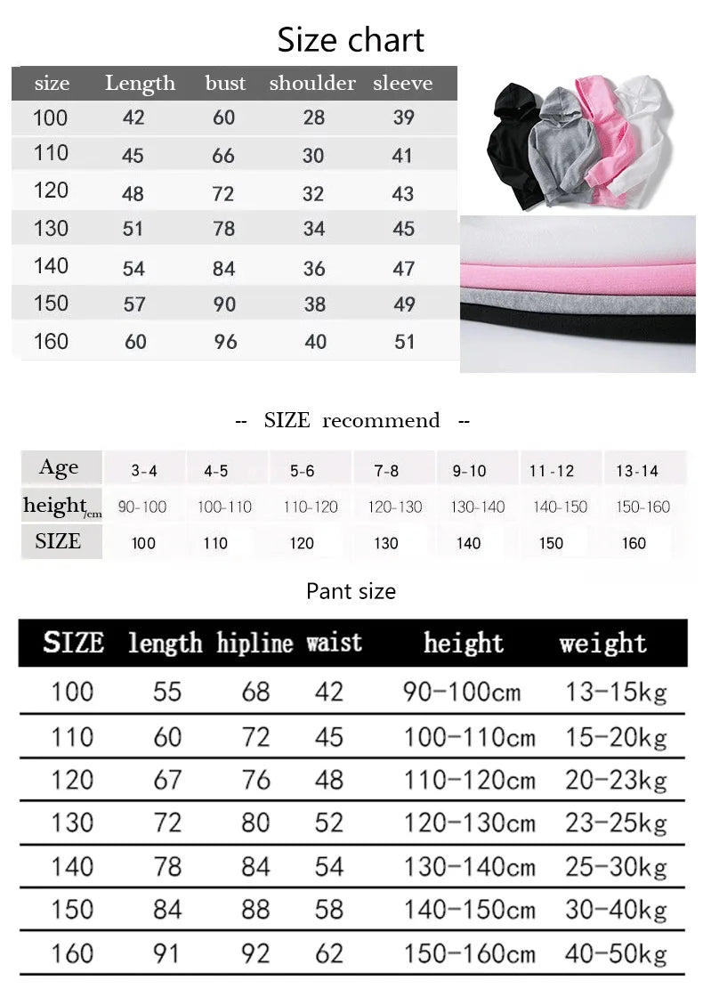 Kids Autumn Spring Casual Letter Print 2pcs Hoodie+Pants Tracksuits 2-13 Years Boys Girls Trend Outfits Children Clothes Sets