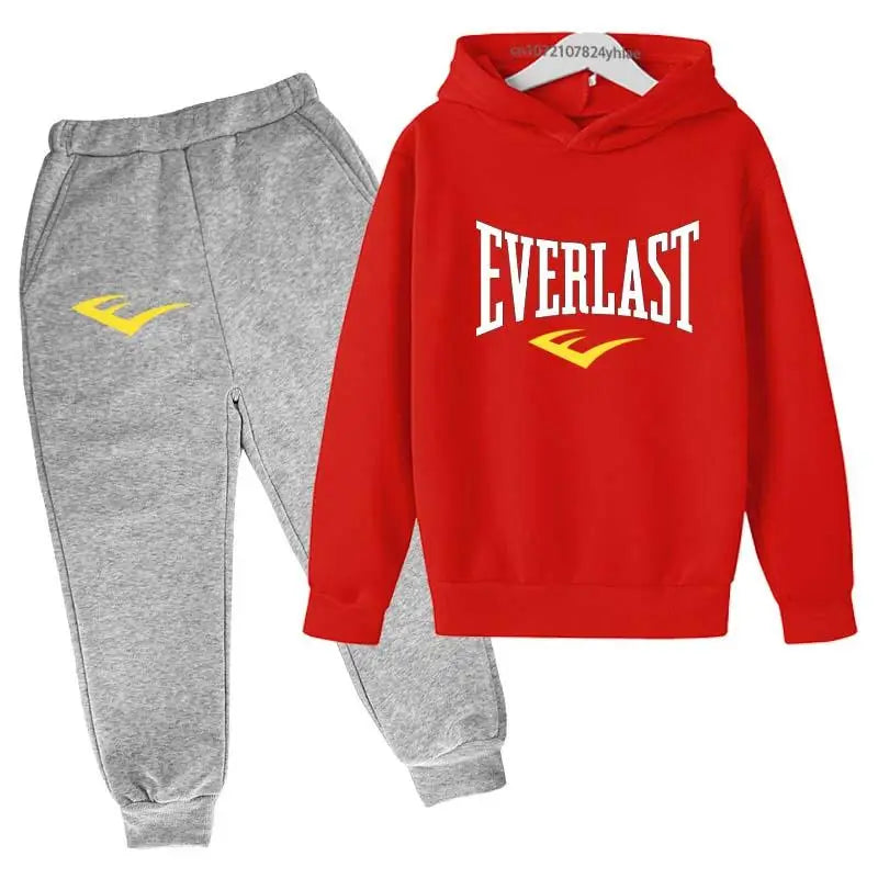 Kids Autumn Spring Casual Letter Print 2pcs Hoodie+Pants Tracksuits 2-13 Years Boys Girls Trend Outfits Children Clothes Sets