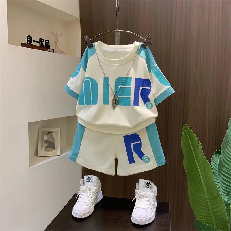 Boys Summer Clothing Children's Fashion Short sleeved Set New Korean Edition Fashionable Boys Summer Thin Casual Two Piece Set