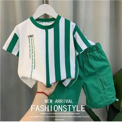 Summer Boy Clothing Suit New Children's Clothes Set Boys Short Sleeve T-Shirt Shorts 2 Piece Set Kids Sportswear Suit 2 4 6 8Y