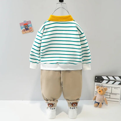 New Spring Autumn Baby Girl Clothes Boys Clothing Children Striped T-Shirt Pants 2Pcs/Set Toddler Casual Costume Kids Tracksuits