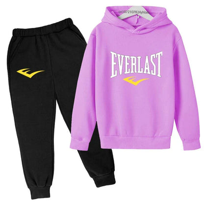 Kids Autumn Spring Casual Letter Print 2pcs Hoodie+Pants Tracksuits 2-13 Years Boys Girls Trend Outfits Children Clothes Sets