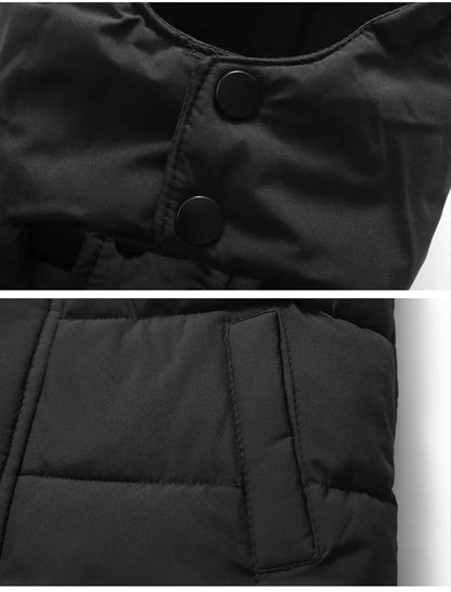 Winter Warm Baby and Girls Boys Cotton Lined Plain Hooded Zip Puff Vest Jackets Child Waistcoat School Kids Outfit Tops 3-12 Yr