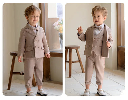 Boys Summer Photograph Dress School Kids Beaufitul Birthday Suit Children Formal Wedding Performance Luxurious Tuxedo Wear