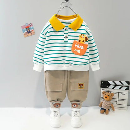 New Spring Autumn Baby Girl Clothes Boys Clothing Children Striped T-Shirt Pants 2Pcs/Set Toddler Casual Costume Kids Tracksuits