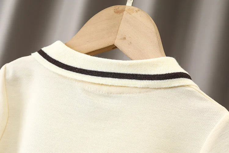 Boys Summer Clothing Children's Short Sleeved Set New Children's And Boys Baby Striped Polo Shirt Two-Piece Set