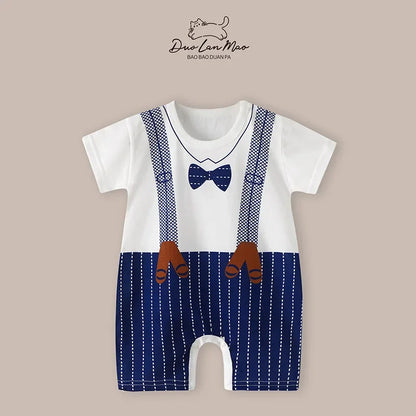 0-2 Years Baby Boys Summer Thin Cartoon Rompers Baby Girls Short Sleeve Bodysuit Newborn Infants Jumpsuit New Costume