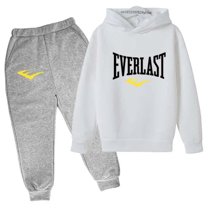 Kids Autumn Spring Casual Letter Print 2pcs Hoodie+Pants Tracksuits 2-13 Years Boys Girls Trend Outfits Children Clothes Sets