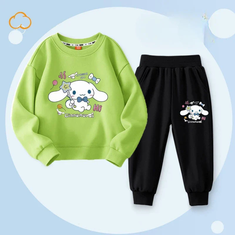 Sanrio Spring Autumn Children's Clothing Set Boys Girls Thin Sweatshirt and Sweatpant Two Piece Suit Kids Tracksuit Sweatsuit