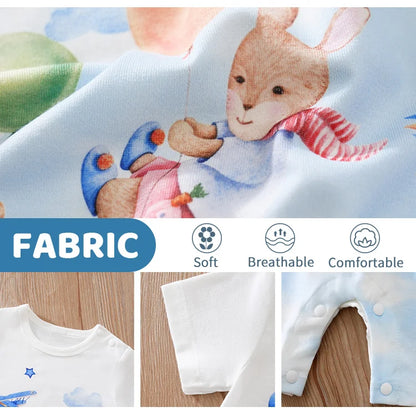 Summer Boys And Girls Cute Cartoon Animal Print Comfortable Casual Short Sleeve Baby Bodysuit