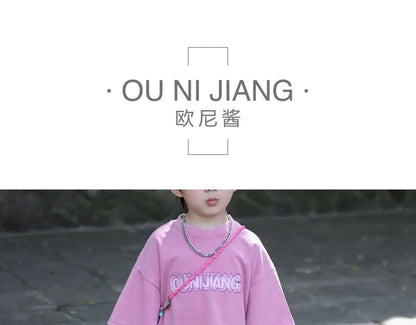 Boys Set Summer Outfit 2025 New Cute Pink T-shirt+ Floral Long Pants Children's Short Sleeved Handsome Pants Two-piece Set