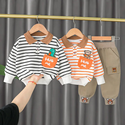New Spring Autumn Baby Girl Clothes Boys Clothing Children Striped T-Shirt Pants 2Pcs/Set Toddler Casual Costume Kids Tracksuits