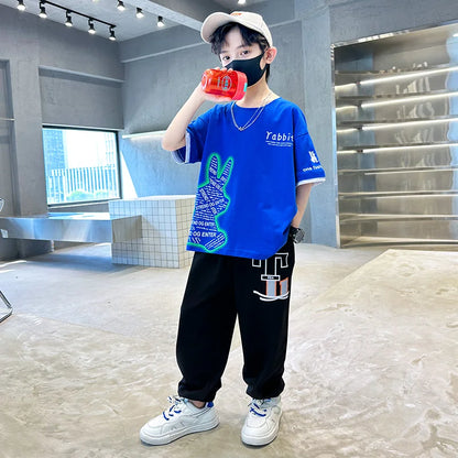 Boys Summer Clothing Set Children Short Sleeve Top + Mosquito-Repellent Pants Two Piece Set 2025 New