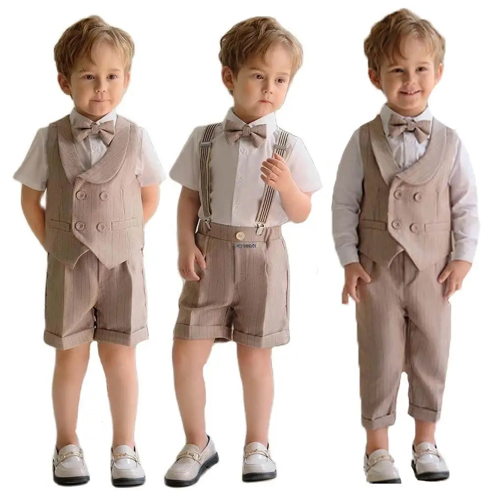 Boys Summer Photograph Dress School Kids Beaufitul Birthday Suit Children Formal Wedding Performance Luxurious Tuxedo Wear