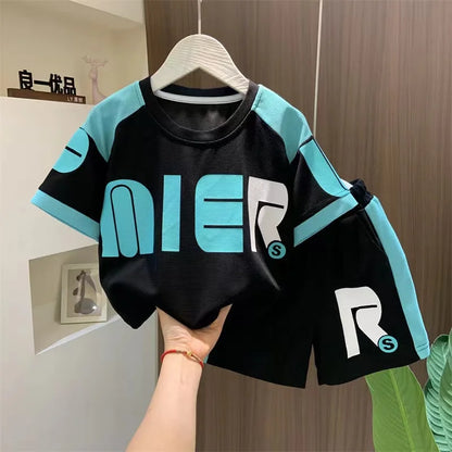 Boys Summer Clothing Children's Fashion Short sleeved Set New Korean Edition Fashionable Boys Summer Thin Casual Two Piece Set