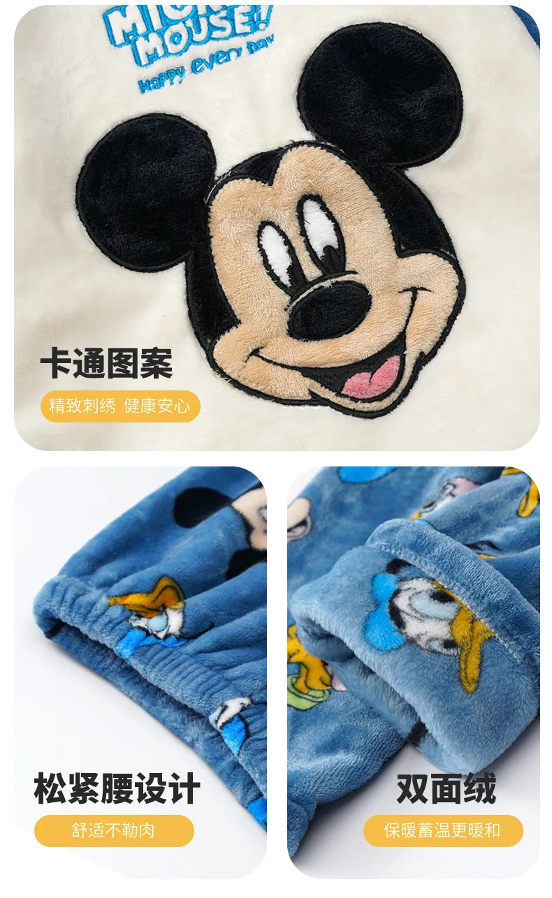 2pcs Sets Warm Home Suits Kids Clothes Flannel Warm Set for Boys Autumn and Winter Thickened Long-sleeved Home Clothes Set