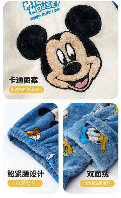 2pcs Sets Warm Home Suits Kids Clothes Flannel Warm Set for Boys Autumn and Winter Thickened Long-sleeved Home Clothes Set