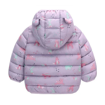 Kids Boy Lightweight Down Jacket Girl Baby Cartoon Dinosaur Outerwear Hooded Coat Autumn Winter Clothes Christmas Birthday Gifts