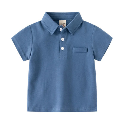 Summer Polo Tshirts for Boys Cotton Fashion Solid Color Toddler Kids Tees Children's Clothes