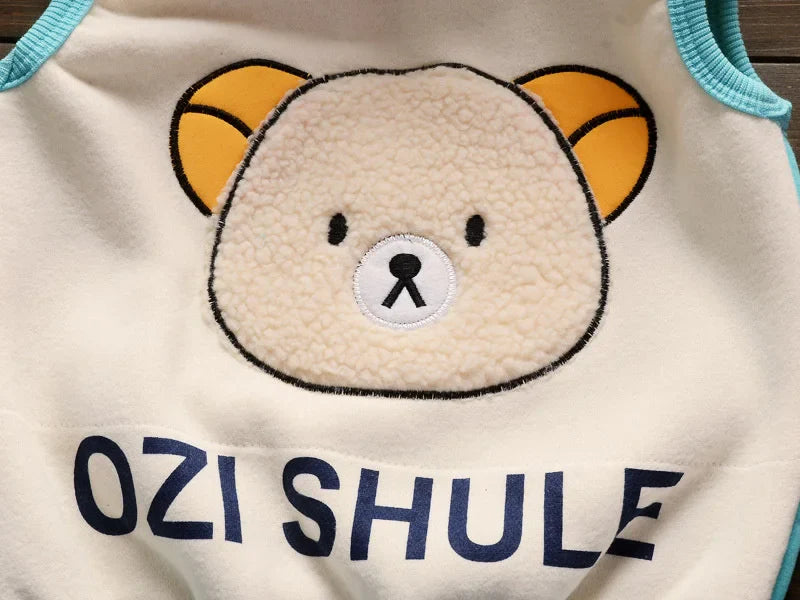 New Fleece Clothing Sets Spring Winter Boys Girls Plus Velvet Thick Warm Suits Baby Padded Homewear 3Pcs Children Outfits