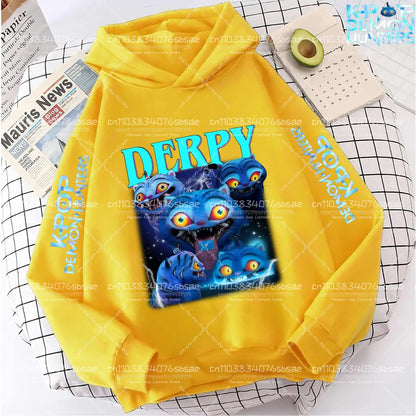 2025 Autumn Winter Hot New KPop Demon Hunters Hoodie: Cartoon Style Pullover for Children Boys & Girls Casual Comfy Sweatshirt