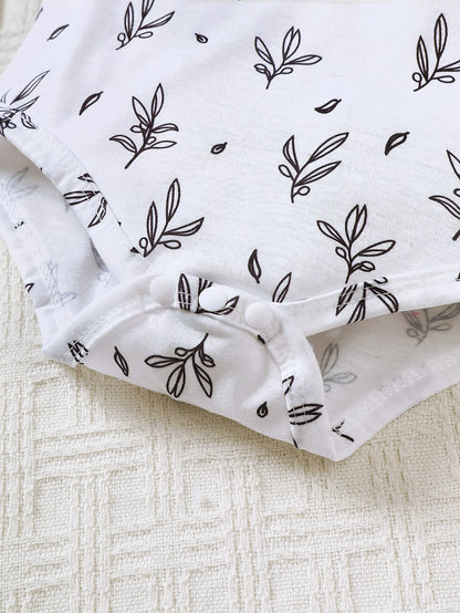 Summer  0-1 Years Old  Infant  Baby   Boys  Printed  Short-Sleeved  Top  And  Strap  Shorts    3-Piece  Set   With  Hat