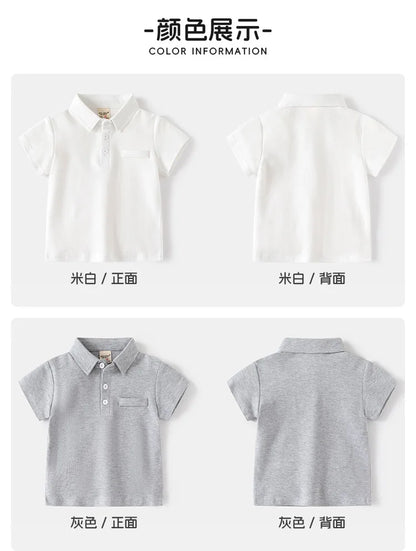 Summer Polo Tshirts for Boys Cotton Fashion Solid Color Toddler Kids Tees Children's Clothes
