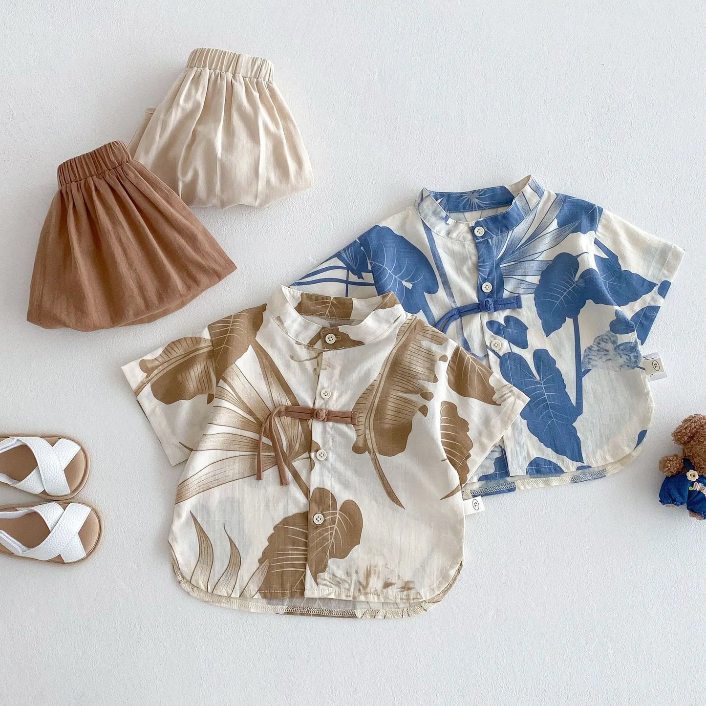 Boys' Fashion Summer Dress 2025 New Summer Children's Western Style Korean Edition Painting Shirt Baby Solid Color Casual Pants