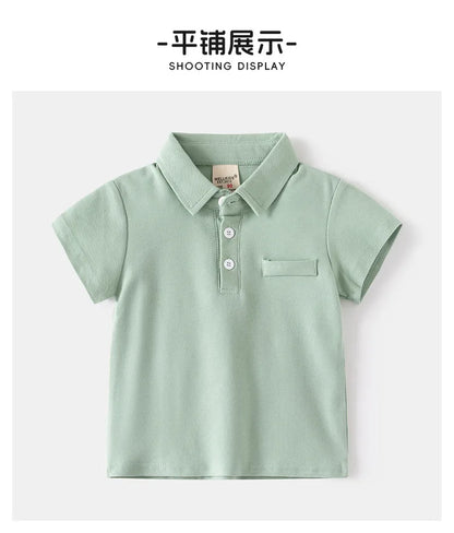 Summer Polo Tshirts for Boys Cotton Fashion Solid Color Toddler Kids Tees Children's Clothes