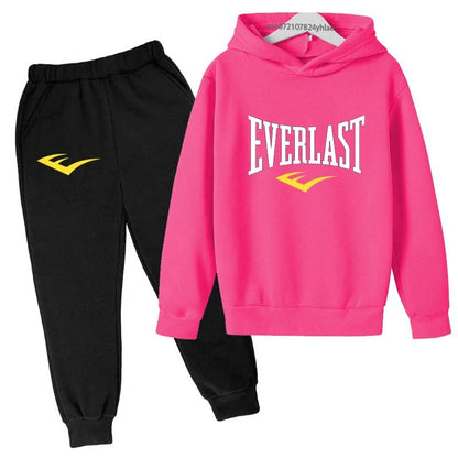 Kids Autumn Spring Casual Letter Print 2pcs Hoodie+Pants Tracksuits 2-13 Years Boys Girls Trend Outfits Children Clothes Sets