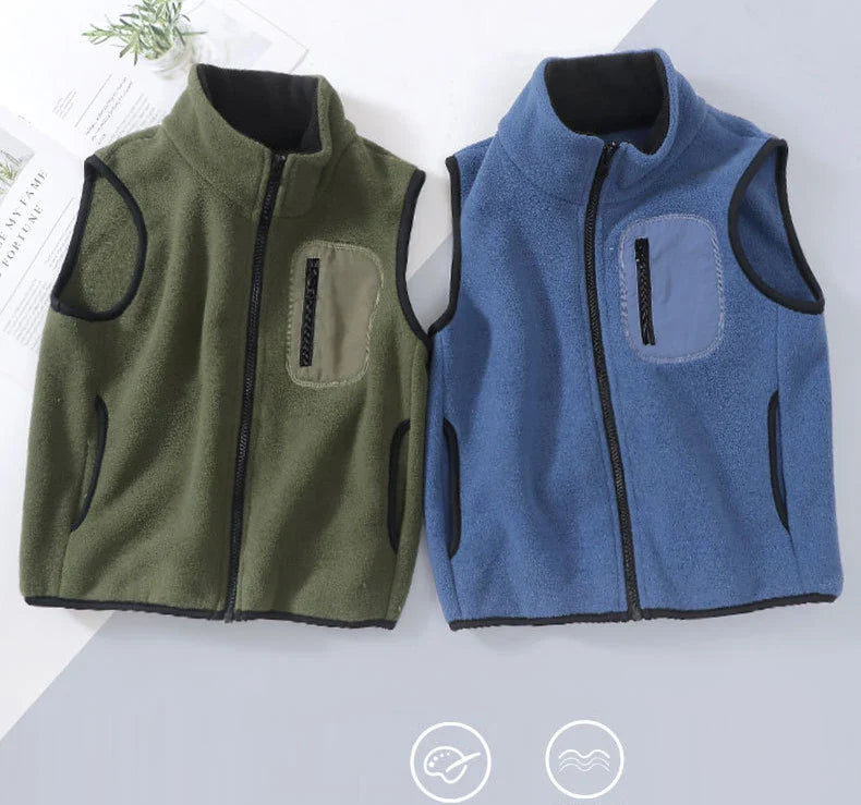 4-18 Years Boys Girls Polar Fleece Vest Autumn Winter Thick Warm Teen Children Tops Outerwear 5A Antimicrobial Kids Waistcoats