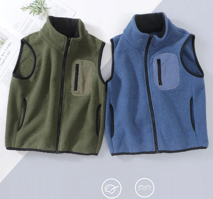 4-18 Years Boys Girls Polar Fleece Vest Autumn Winter Thick Warm Teen Children Tops Outerwear 5A Antimicrobial Kids Waistcoats