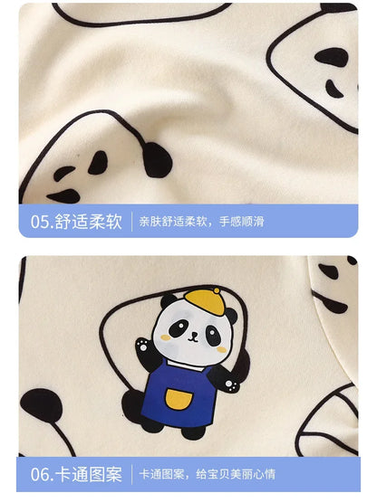 New Kids Boys Girls Pajamas Cute Cartoon Panda Long Sleeve T-Shirt Tops + Pants Baby Spring Autumn Sleepwear Clothing Sets