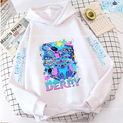 2025 Autumn Winter Hot New KPop Demon Hunters Hoodie: Cartoon Style Pullover for Children Boys & Girls Casual Comfy Sweatshirt