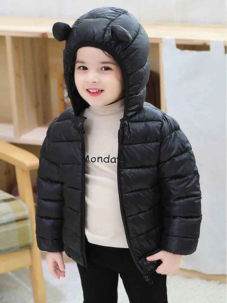 Kids Boy Lightweight Down Jacket Girl Baby Cartoon Dinosaur Outerwear Hooded Coat Autumn Winter Clothes Christmas Birthday Gifts
