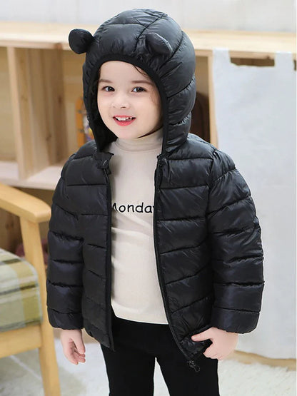 Kids Boy Lightweight Down Jacket Girl Baby Cartoon Dinosaur Outerwear Hooded Coat Autumn Winter Clothes Christmas Birthday Gifts