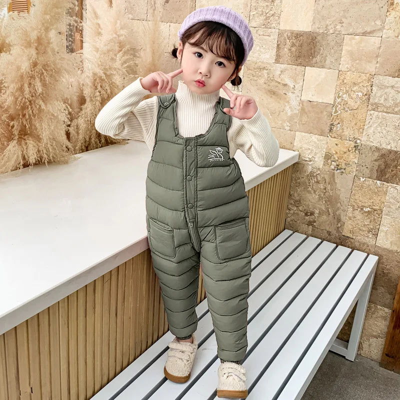 Winter Children Warm Overalls Autumn Girls Boys Thick Pants Baby Girl Jumpsuit For 1-5 years High Quality Kids Ski Down Overalls