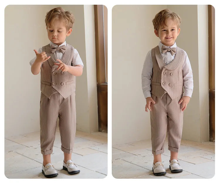 Boys Summer Photograph Dress School Kids Beaufitul Birthday Suit Children Formal Wedding Performance Luxurious Tuxedo Wear