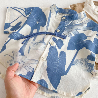 Boys' Fashion Summer Dress 2025 New Summer Children's Western Style Korean Edition Painting Shirt Baby Solid Color Casual Pants