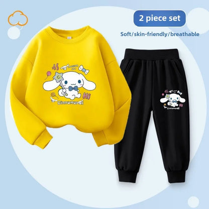 Sanrio Spring Autumn Children's Clothing Set Boys Girls Thin Sweatshirt and Sweatpant Two Piece Suit Kids Tracksuit Sweatsuit