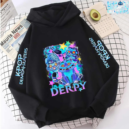 2025 Autumn Winter Hot New KPop Demon Hunters Hoodie: Cartoon Style Pullover for Children Boys & Girls Casual Comfy Sweatshirt