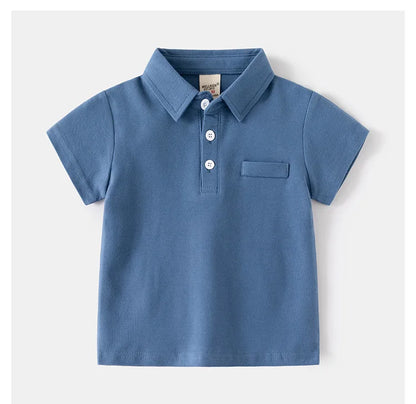 Summer Polo Tshirts for Boys Cotton Fashion Solid Color Toddler Kids Tees Children's Clothes