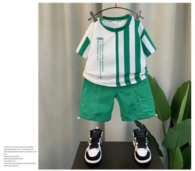 Summer Boy Clothing Suit New Children's Clothes Set Boys Short Sleeve T-Shirt Shorts 2 Piece Set Kids Sportswear Suit 2 4 6 8Y