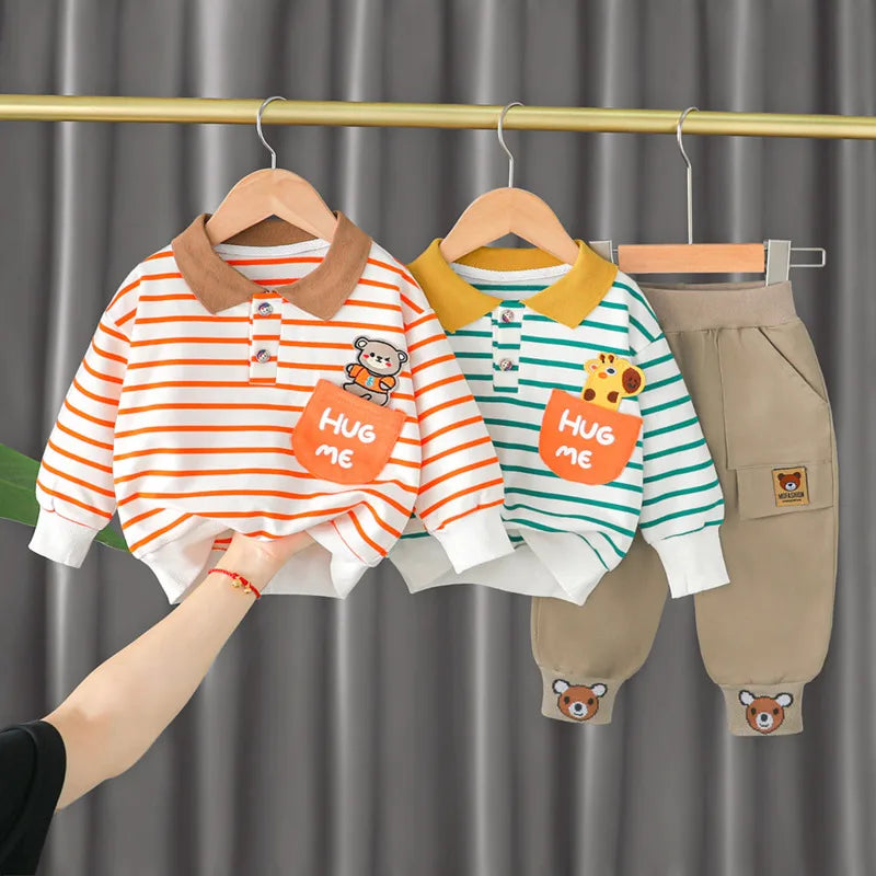 New Spring Autumn Baby Girl Clothes Boys Clothing Children Striped T-Shirt Pants 2Pcs/Set Toddler Casual Costume Kids Tracksuits