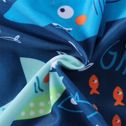 Baby Boys Summer Swimsuit Shark Printed Short Sleeve Zipper Jumpsuit Swimwear Children Casual Bathing Beachwear